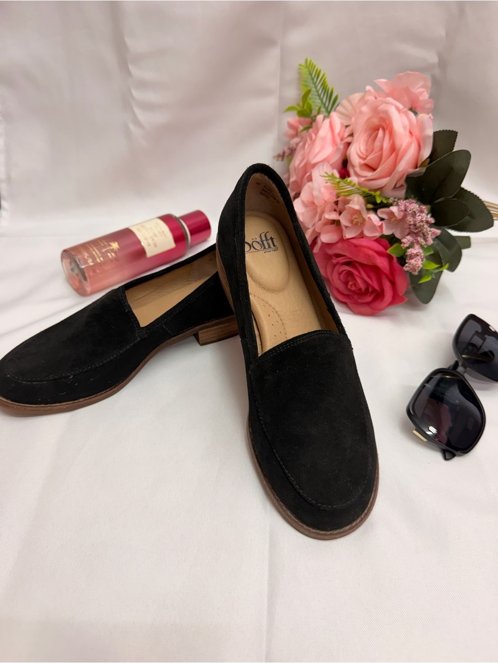 Sofft Black Suede Slip-On Loafers for Women